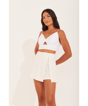 short saia maya curto fenda frente garage off white