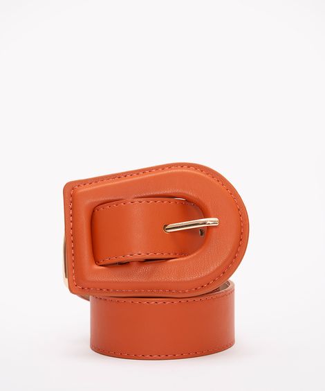 cinto largo com fivela oval laranja