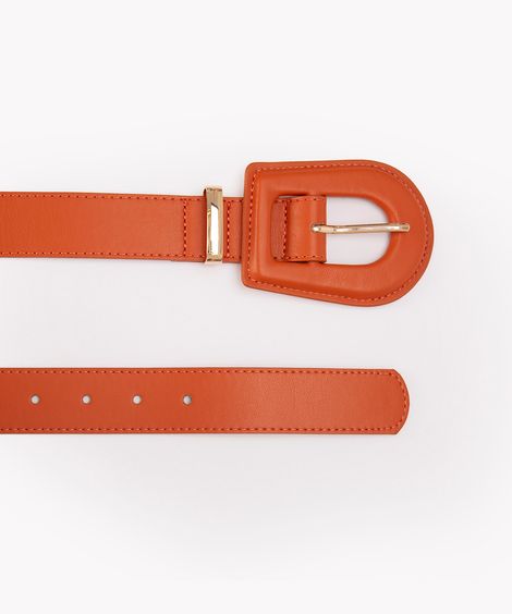 cinto largo com fivela oval laranja