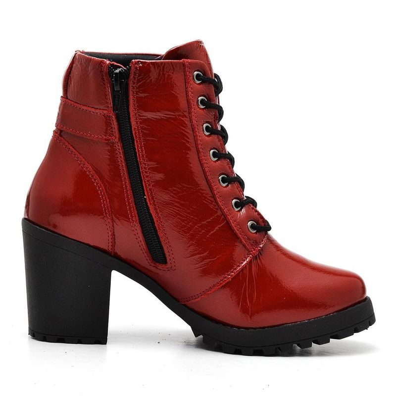 Bota coturno galway tratorada em sales couro vermelho