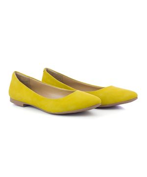 Sapatilha Feminina Nobuck Bico Fino Conforto Dia a Dia Leve Rubim Calçados Amarelo