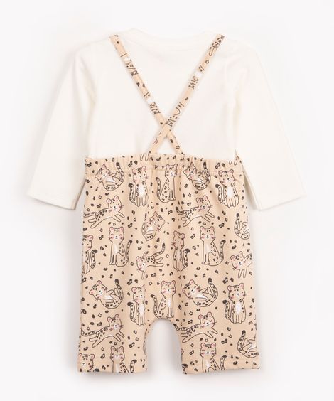 conjunto infantil de malha onça bege claro