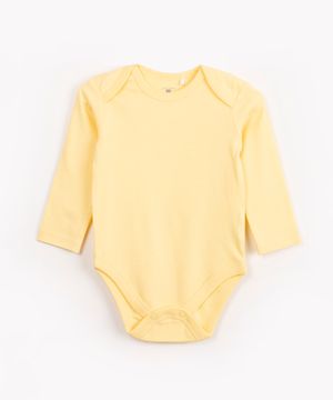 body infantil manga longa básico amarelo