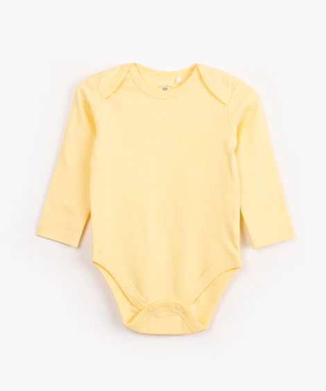 body infantil manga longa básico amarelo