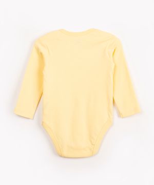 body infantil manga longa básico amarelo