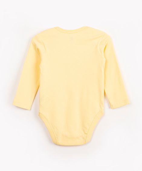 body infantil manga longa básico amarelo