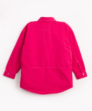 camisa shacket infantil de sarja rosa