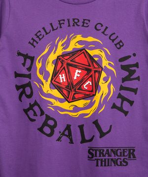 camiseta juvenil manga curta stranger things roxo