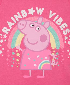 blusa infantil de algodão manga curta peppa pig rosa