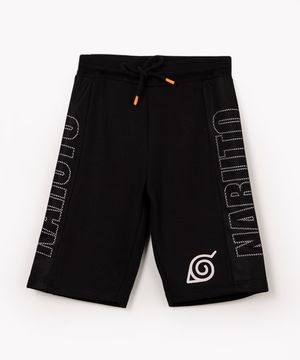 bermuda infantil de moletom naruto preto