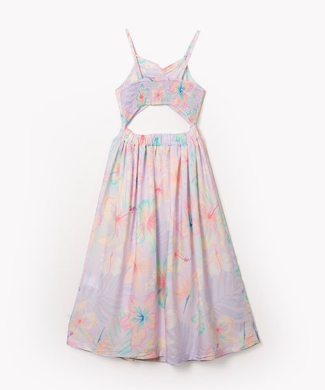vestido infantil de viscose floral lilás