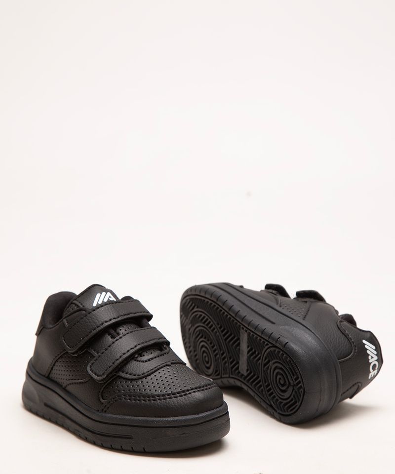 Tenis infantil preto com 2024 velcro