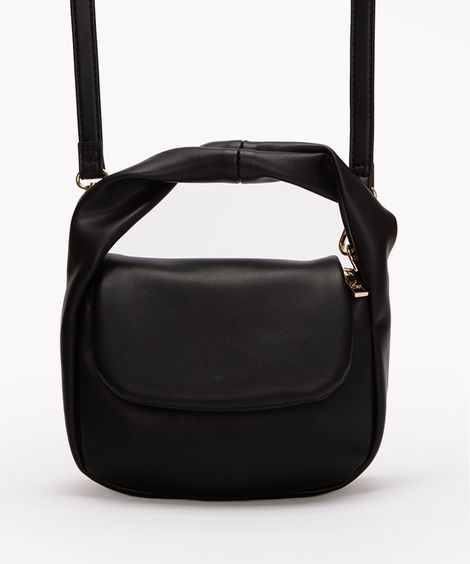bolsa crossbody com alça torcida preta