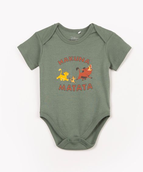 body infantil manga curta hakuna matata verde