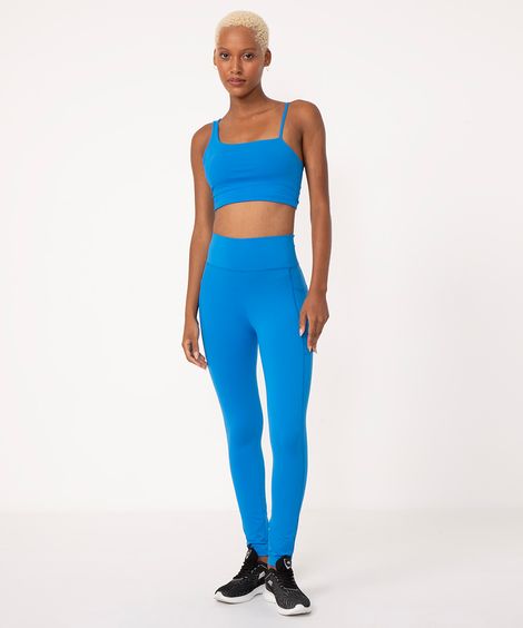 calça legging cós largo com bolso esportivo azul