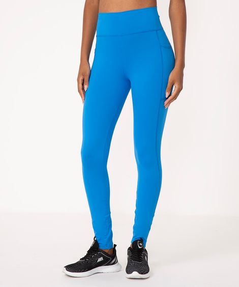 calça legging cós largo com bolso esportivo azul
