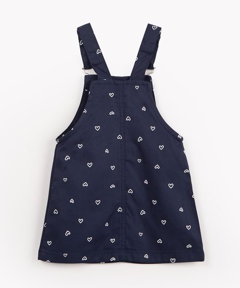 salopete infantil de sarja corações azul marinho