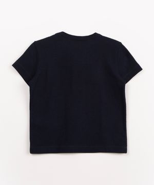 camiseta infantil texturizada manga curta com bolso azul marinho