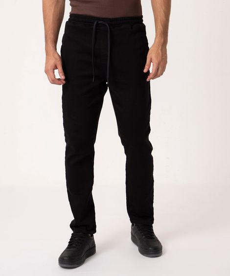 calça jogger de sarja com cordão preta