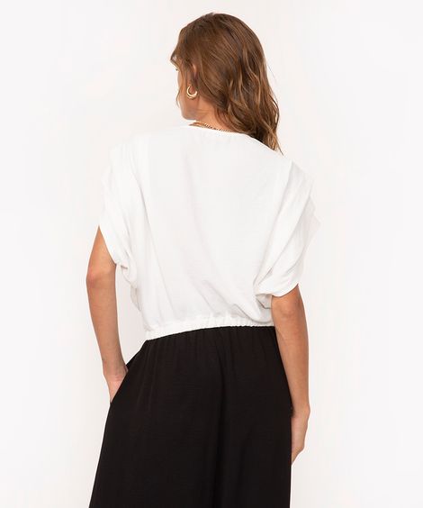 blusa franzida decote v off white