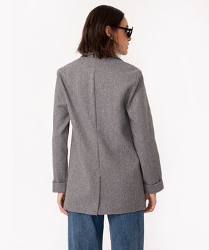 casaco chevron com bolsos cinza