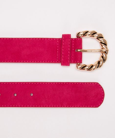 cinto fivela metalizada trabalhada rosa