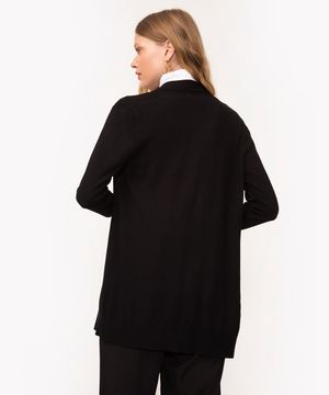 cardigan de tricô detalhe canelado preto