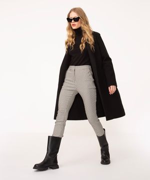 calça skinny alfaiatada cintura super alta com elástico marrom