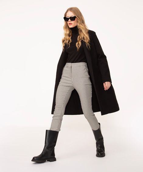 calça skinny alfaiatada cintura super alta com elástico marrom