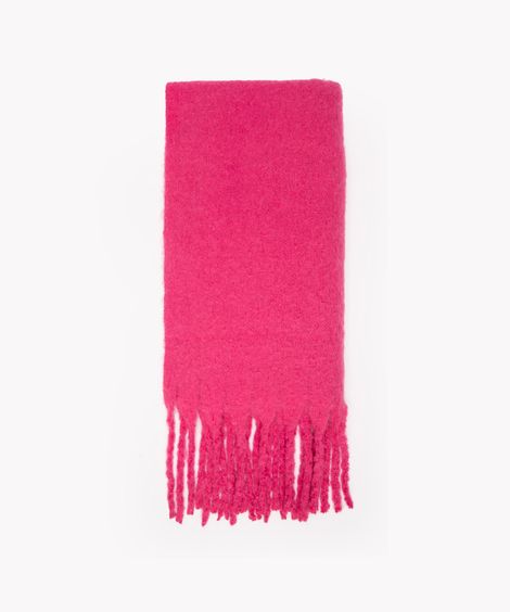 cachecol com franjas rosa