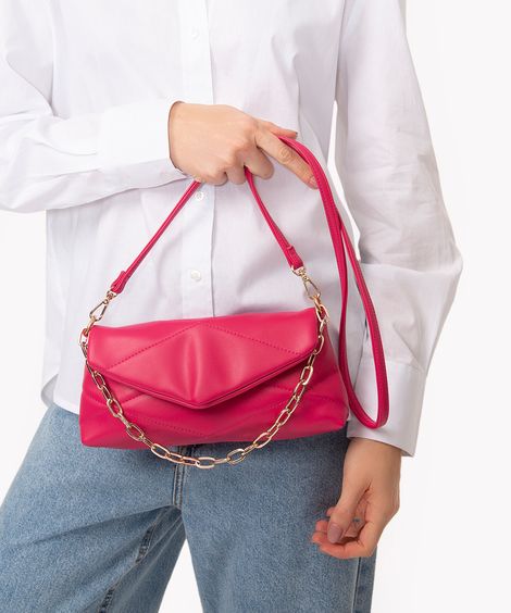 bolsa cross matelassê com corrente pink