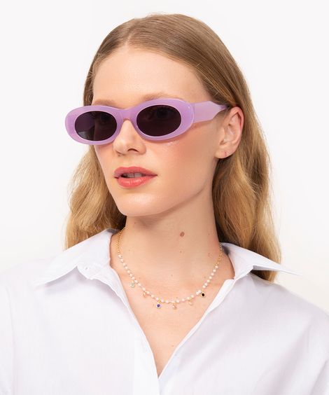 óculos de sol oval de acetato lilás