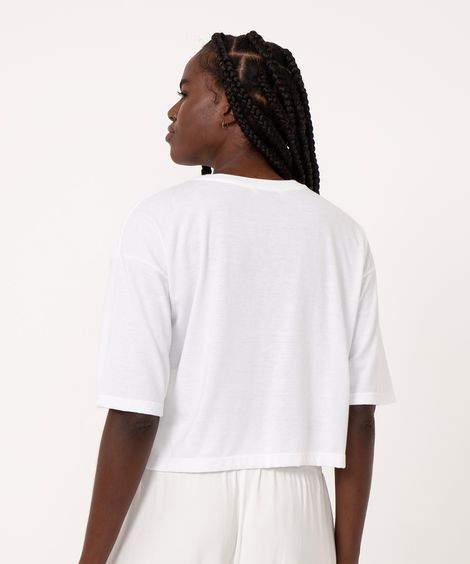blusa cropped básica com recorte manga curta off white