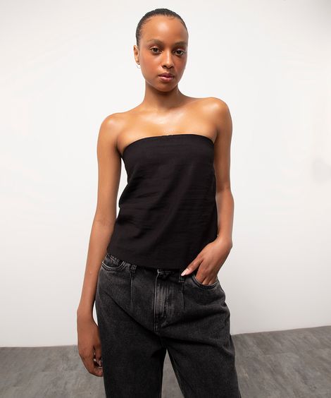 blusa de viscose sem alça mindset preto