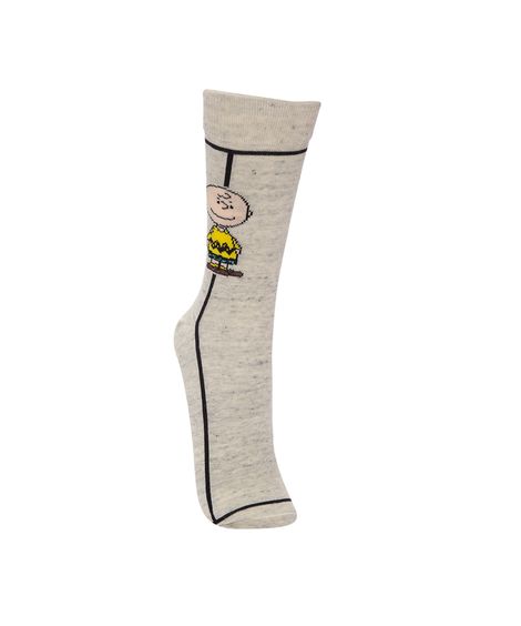 meia cano longo snoopy cinza mescla