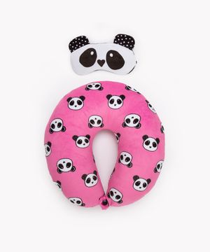 apoio de pescoço com máscara panda rosa