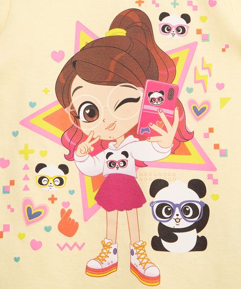 blusa infantil de algodão manga curta luluca amarelo