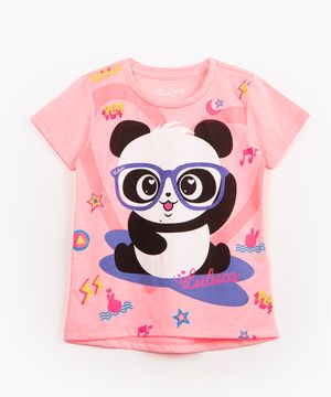 blusa infantil manga curta luluca pandinha rosa