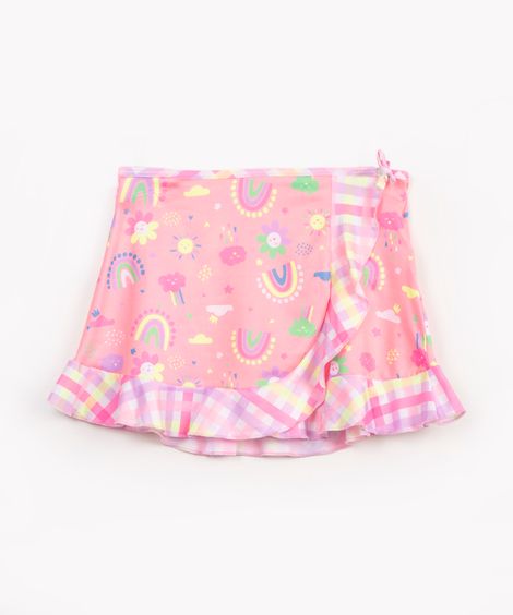 saída de praia envelope infantil vichy com babado multicor