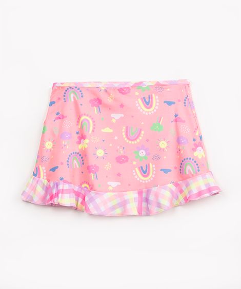 saída de praia envelope infantil vichy com babado multicor