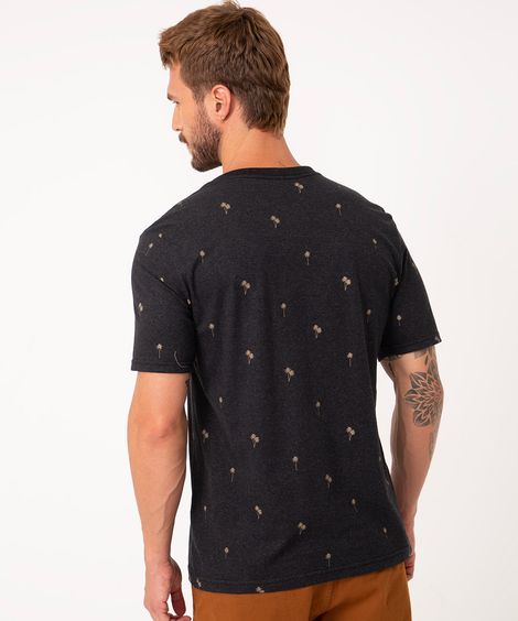 camiseta de algodão manga curta coqueiros cinza