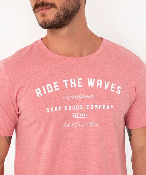 camiseta gola careca manga curta waves rosa