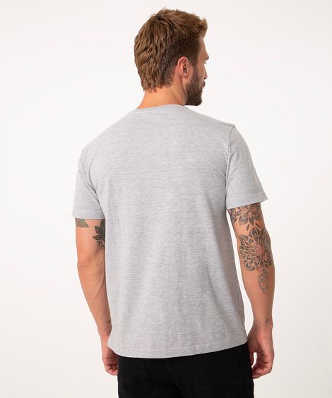 camiseta básica manga curta gola v cinza mescla claro