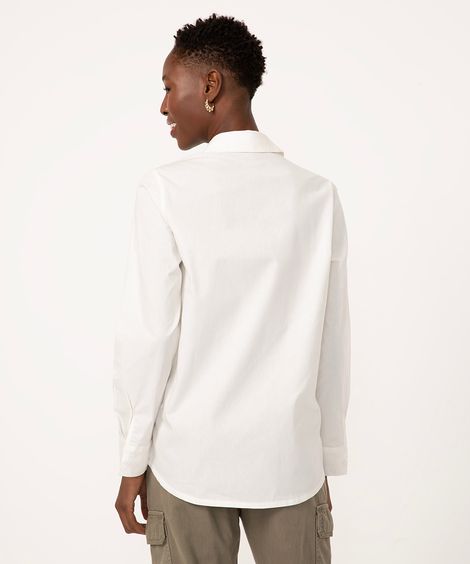 Camisa de Algodão Manga Longa Off White