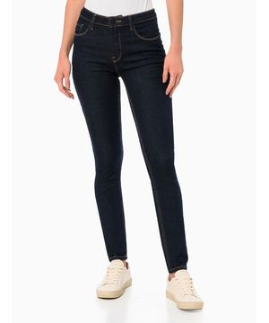 Calça Jeans Feminina Skinny Com Stretch Cintura Alta Calvin Klein Jeans Azul Marinho