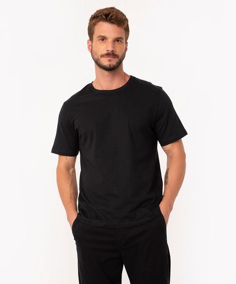 camiseta básica de algodão manga curta preta