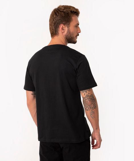 camiseta básica de algodão manga curta preta