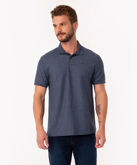 polo comfort básica de piquet - azul mesclado