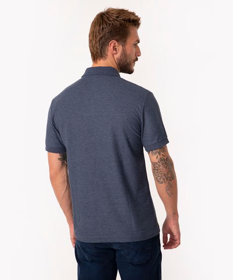 polo comfort básica de piquet - azul mesclado