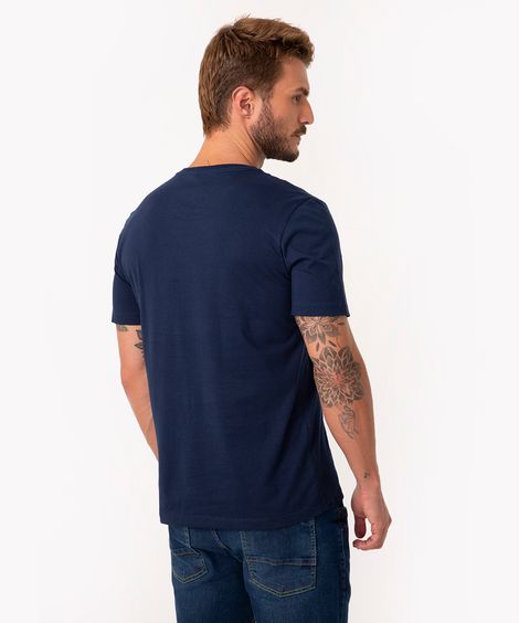 camiseta básica de algodão manga curta azul